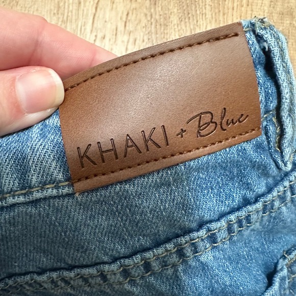 Khaki + Blue | Women's High Rise Medium Wash Wide Leg Denim Blue Jeans, 3/26 - Picture 4 of 6